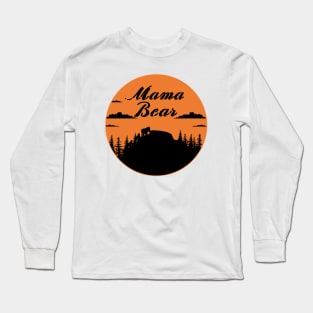 Mama Bear Two Cubs Walking in Mountains Long Sleeve T-Shirt